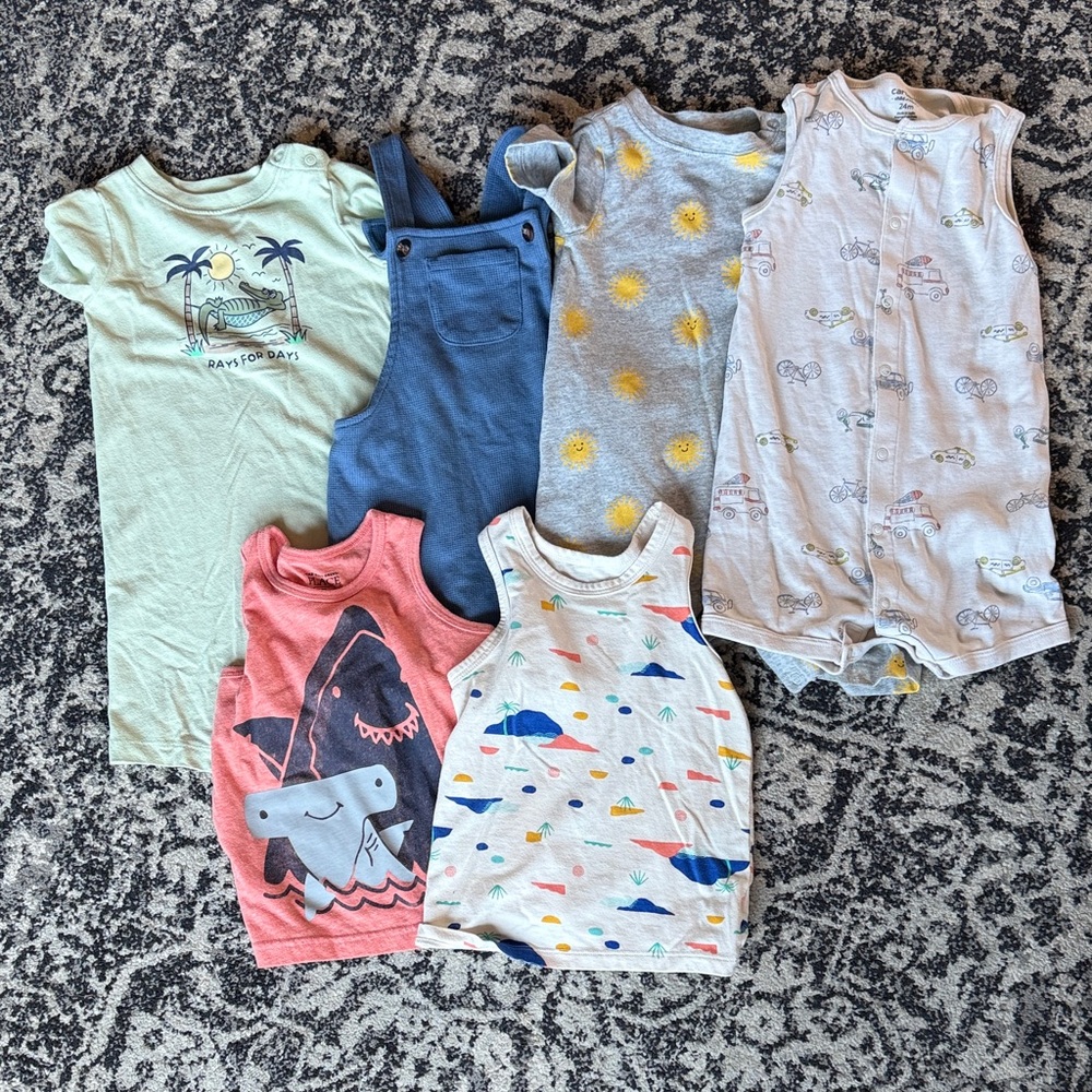 24 month- 2T boys 6 piece bundle of rompers and tanks